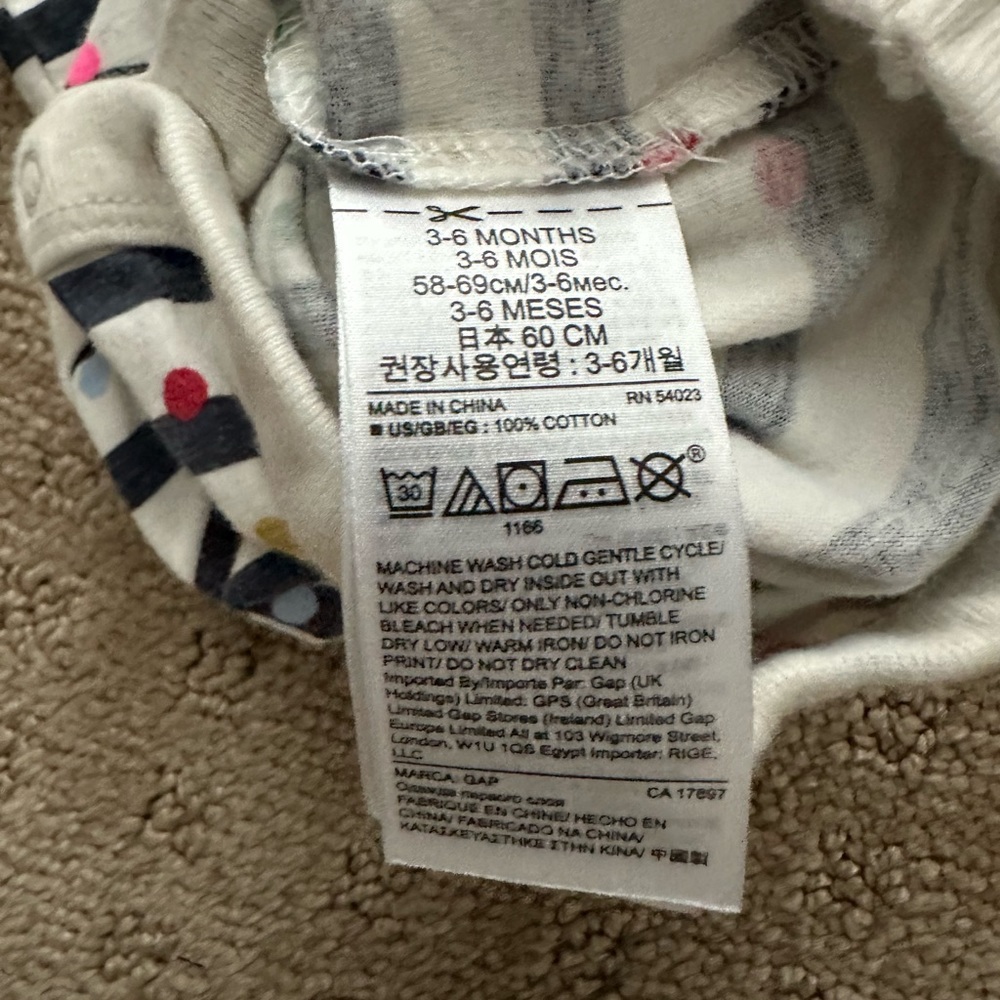GAP Girls 3-6 Month Polka Dot Navy Stripe Bodysuit. - Picture 3 of 4